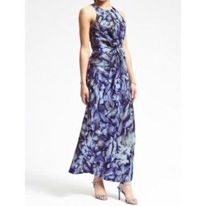 Banana Republic x Piece and Co Elegant Sun Dyed Silk Blue Maxi Dress Size 2